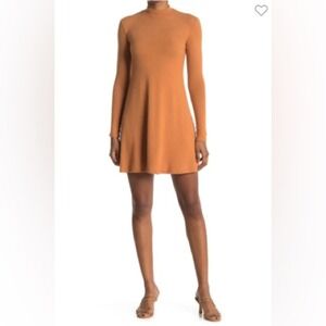 Threads & States Skater Dress Women Small Camel NEW Mock Neck ND2183-4258D